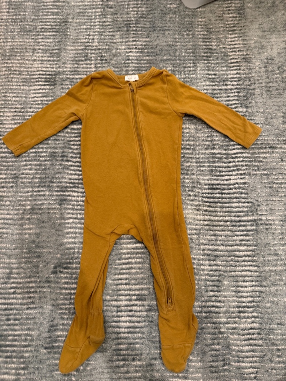 Mustard brown Footed Baby One-Piece Zippered Pajamas